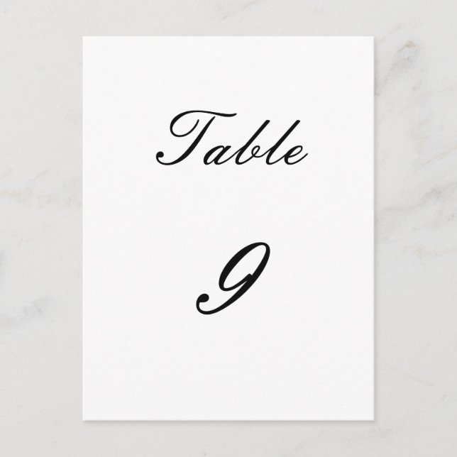 Table Number Postcard (Front)