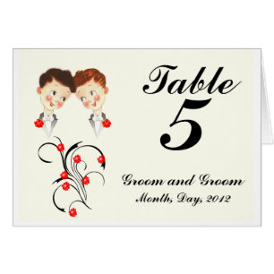 Table Number Postcard Tent Cute Two Grooms Gay Wed