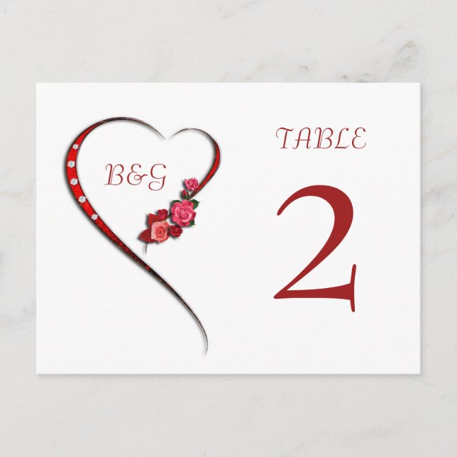 Table number postcards (Front)