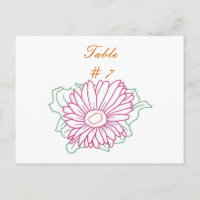 Table Number postcards, Pink Fuchsia Daisy