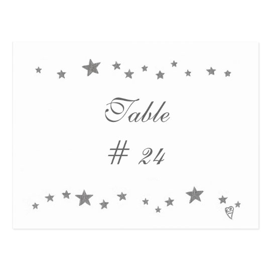 Table Number Postcards, silver stars border Postcard