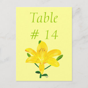 Table Number postcards, yellow lily Postcard