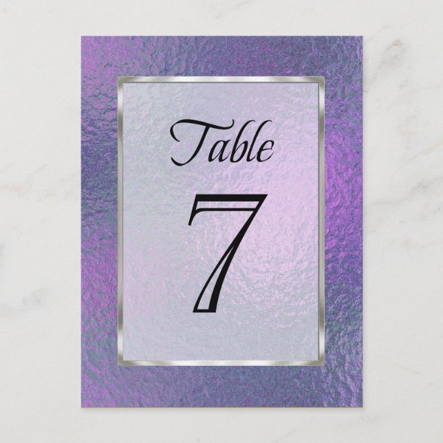Table Number Purple and Blue Faux Foil Postcard (Front)