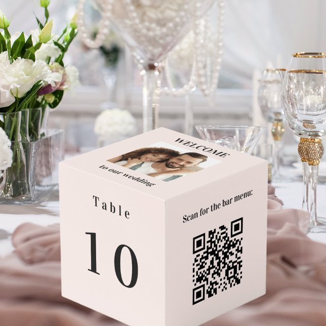 Table number QR code bar menu photo blush pink Cube (Creator Uploaded)