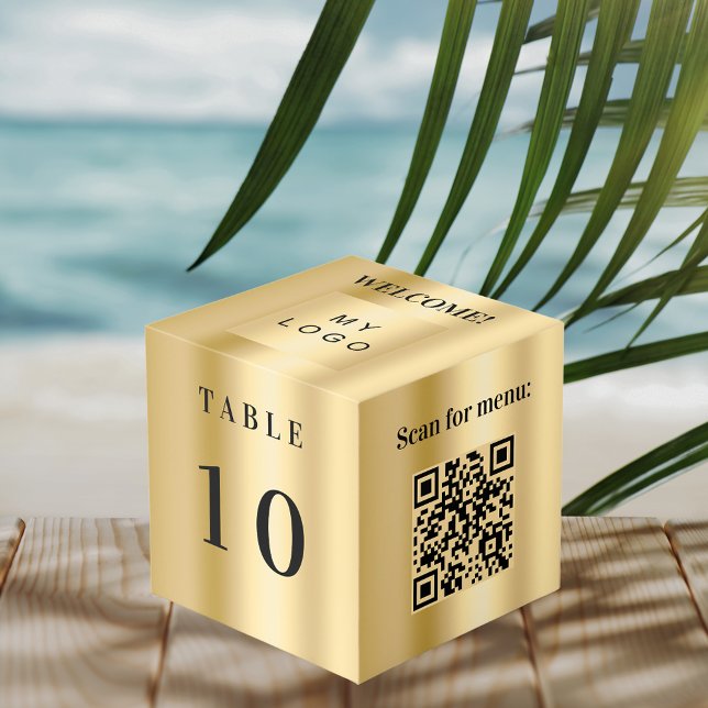 Table number QR code menu gold business logo Cube (Creator Uploaded)