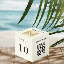 Table number QR code menu ivory business logo Cube