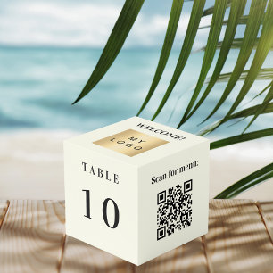 Table number QR code menu ivory business logo Cube