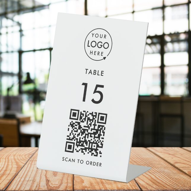 Table Number QR Code Restaurant Cafe Scan to Order Pedestal Sign (Creator Uploaded)