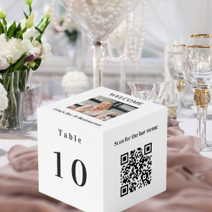 Table number QR codes 2 menus white photo Cube