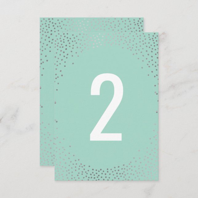 TABLE NUMBER rustic mini confetti silver mint (Front/Back)