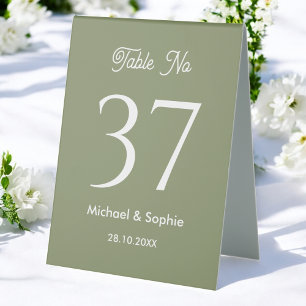 Table Number Sage Green Wedding
