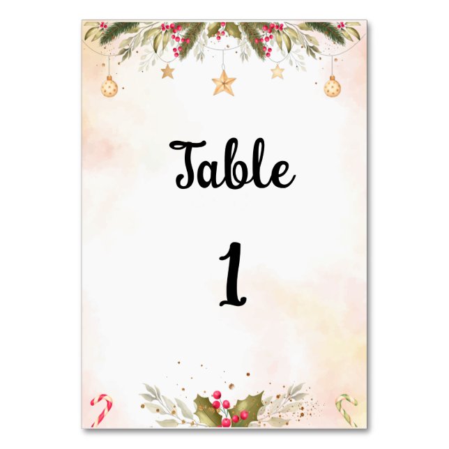 Table Number Script Christmas Wedding  (Front)
