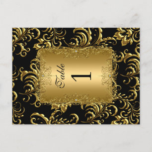 Table Number Seating Place Cards Damask Gold