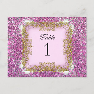 Table Number Seating Place Cards Pink Gold