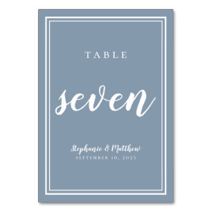 Table Number Seven Dusty Blue Wedding Reception