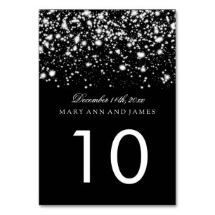 Table Number Silver Midnight Glam