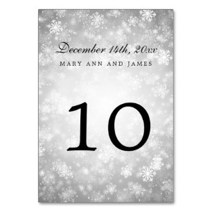 Table Number Silver Winter Wonderland Sparkle