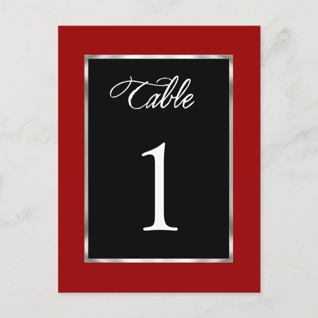 Table Number Simple Silver Frame Postcard (Front)