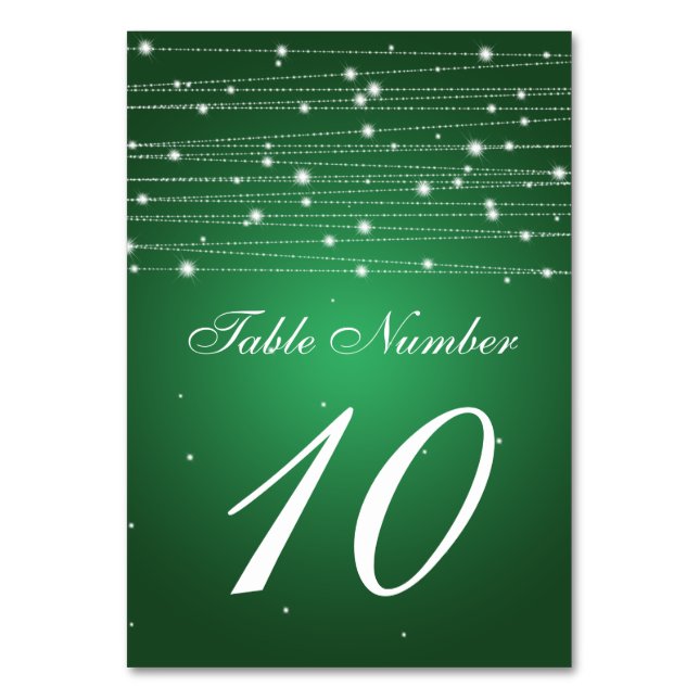 Table Number Sparkling Lines Emerald Green (Front)