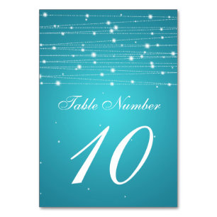 Table Number Sparkling Lines Turquoise