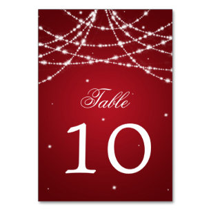 Table Number Sparkling String Red