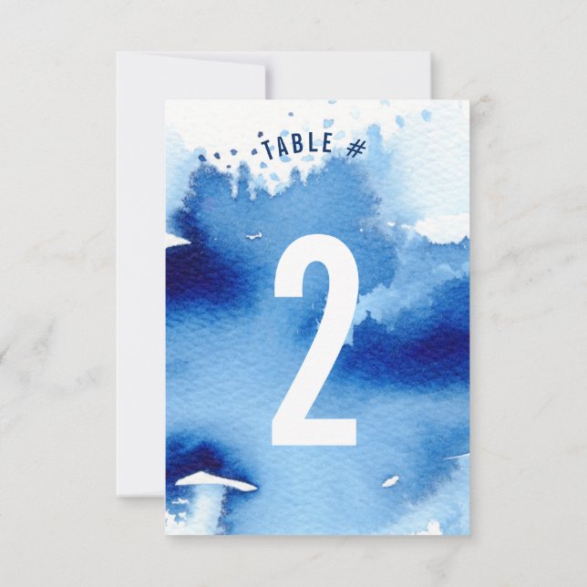TABLE NUMBER stylish watercolor cool dark blue (Back)