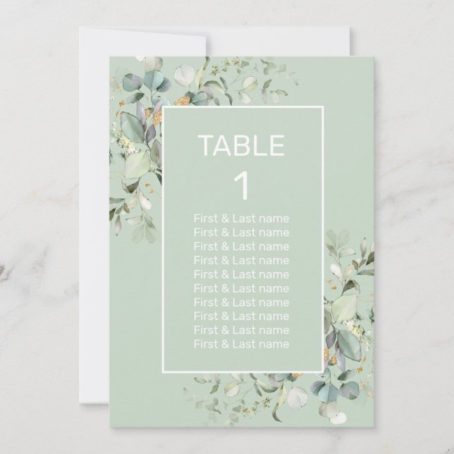   Table Number Succulent Color, Elegant Minimalism (Front)