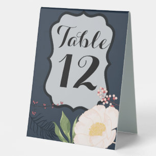 Table Number Tent Card Baby Pink Cosmos on White