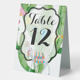 Table Number Tent Card Boho Llama Bohemian Cacti D