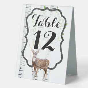 Table Number Tent Card Deer Doe Buck Woodland Hunt