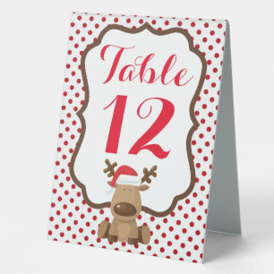 Table Number Tent Card Reindeer Christmas XMAS Pol