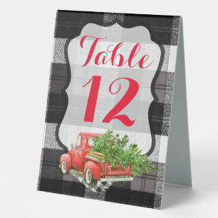 Table Number Tent Card XMAS Truck Christmas Buffal
