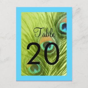 Table Number Turquoise Blue and Lime Peacock Postcard