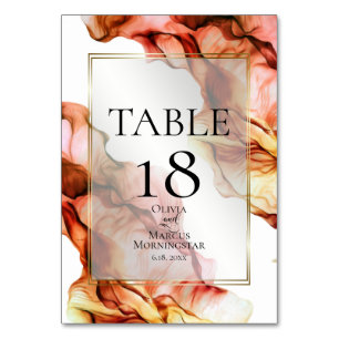 TABLE NUMBER   Vibrant Autumn Colours Abstract Ink