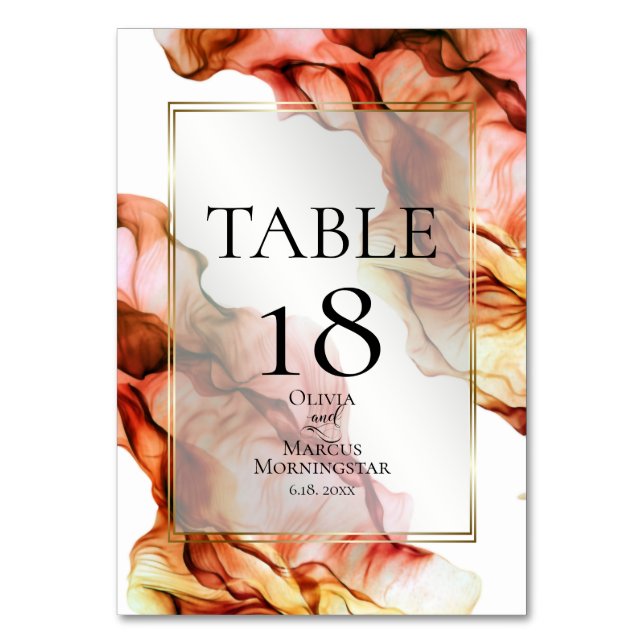 TABLE NUMBER | Vibrant Autumn Colours Abstract Ink (Front)