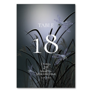 TABLE NUMBER Watercolor Dusty Blue Dragonflies