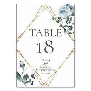 TABLE NUMBER   Watercolor Dusty Blue Floral