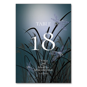 TABLE NUMBER   Watercolor Dusty Teal Dragonflies