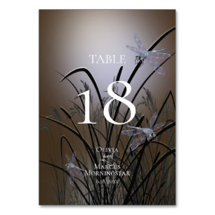 TABLE NUMBER   Watercolor Soft Mocha Dragonflies