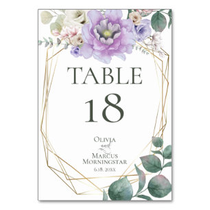 TABLE NUMBER Watercolour Lavender Floral Peony