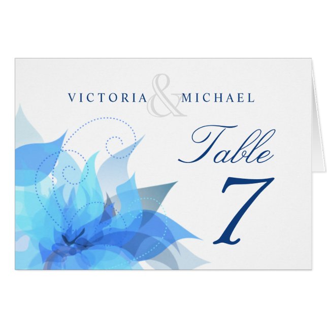 Table Number Wedding Abstract Floral Fold-over (Front Horizontal)