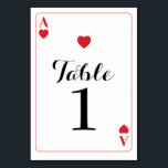 Table Number Wedding Ace of Hearts Playing Cards<br><div class="desc">Ace of Hearts Playing Cards Table Numbers for your next event,  change each number to suit your event size Matching items available in my store!</div>