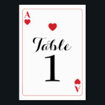 Table Number Wedding Ace of Hearts Playing Cards<br><div class="desc">Ace of Hearts Playing Cards Table Numbers for your next event,  change each number to suit your event size Matching items available in my store!</div>