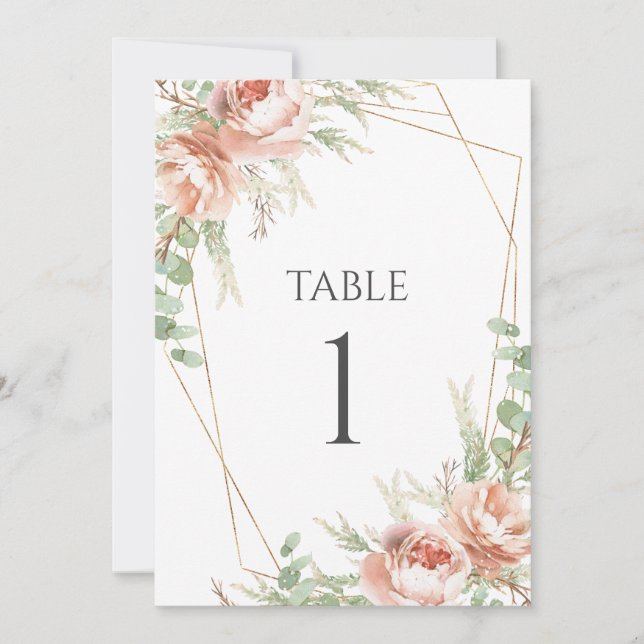  Table Number  Wedding Blush Roses (Front)