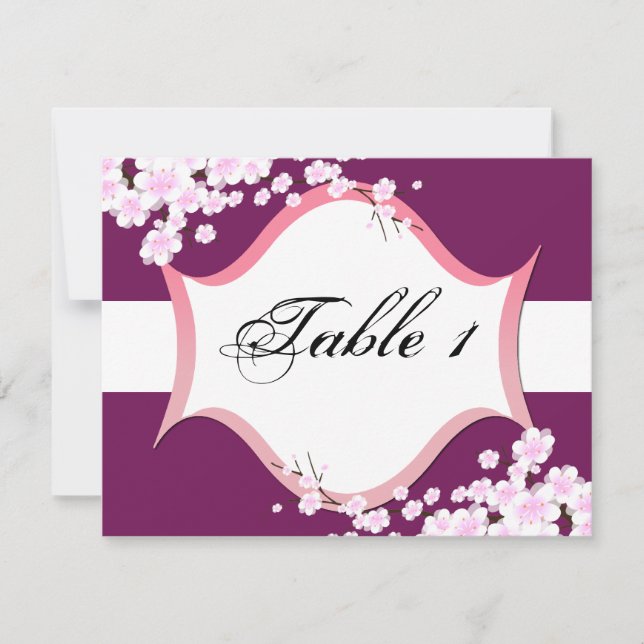 Table Number Wedding Card - Sangria White Blossoms (Front)