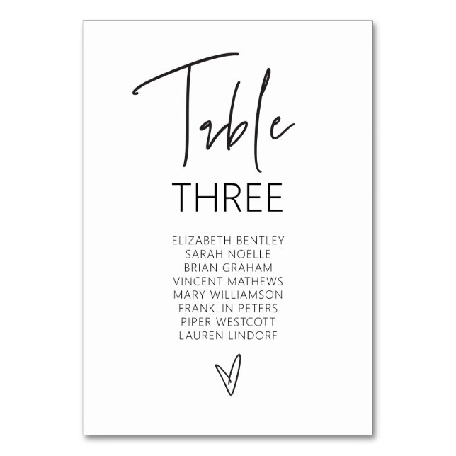 Table Number Wedding Guest Seating Card G400  (Front)
