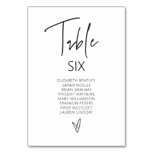 Table Number Wedding Guest Seating Card G400