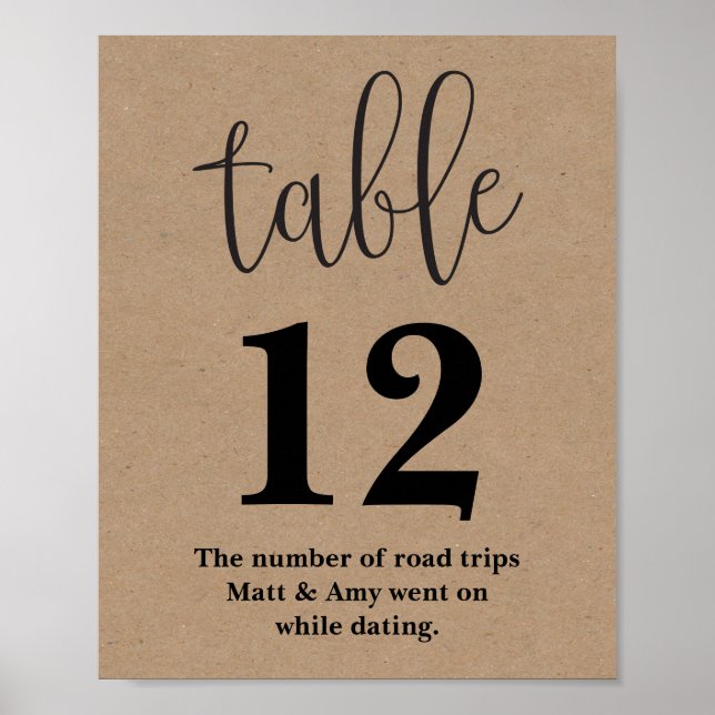Table Number Wedding Reception Sign (Front)