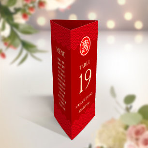 Table Number with Bilingual Chinese Longevity Menu