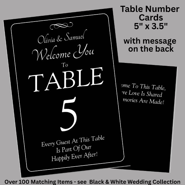Table Number - with Welcome Message  Black White  (Creator Uploaded)